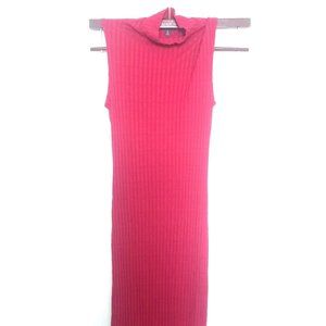 One Clothing Turtle Neck Body-Con Midi Sleeveless Red Sweater Dress Small